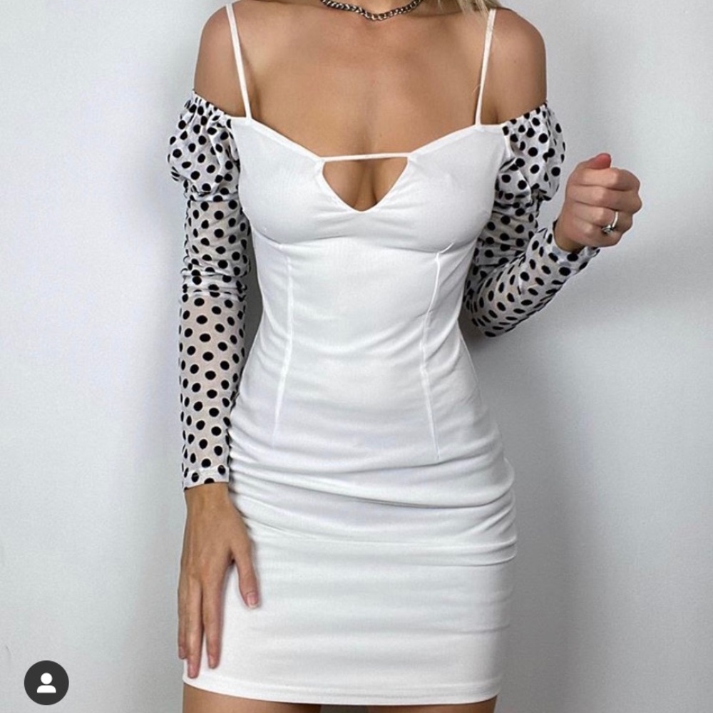 White Polka Dot Mini Dress